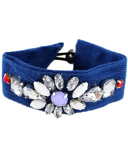 Shein White Gemstone Blue Cloth Bracelet