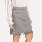 Shein Plus Plaid Print Raw Hem Skirt