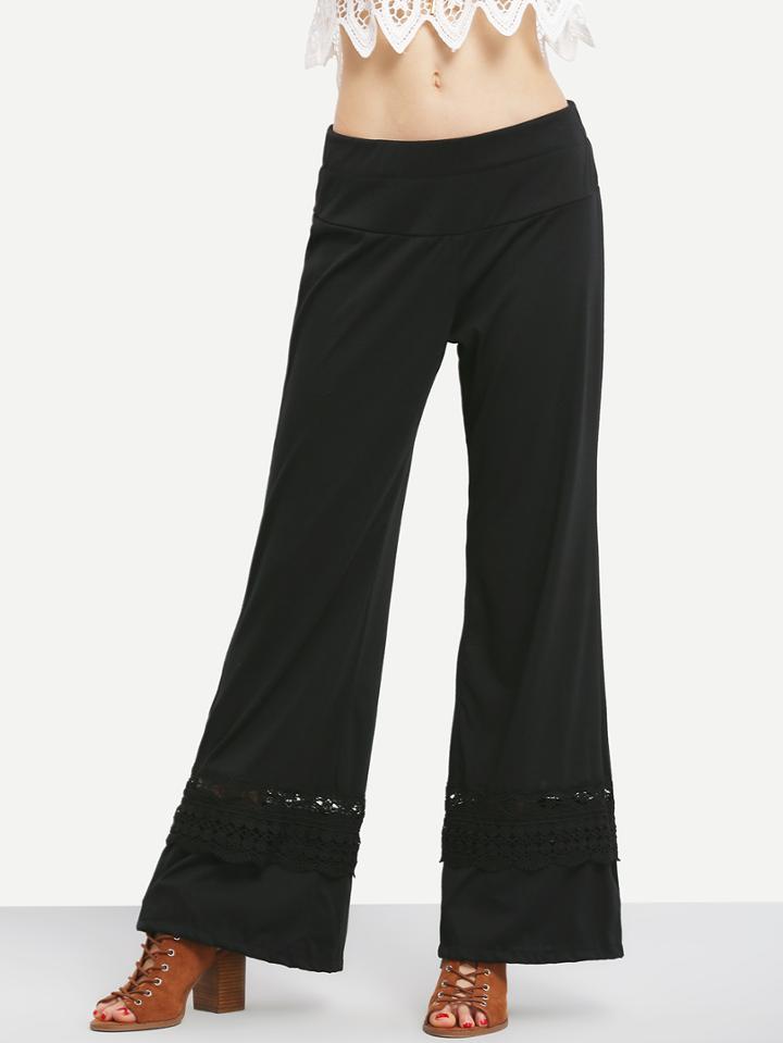 Shein Crochet Insert Wide Leg Pants