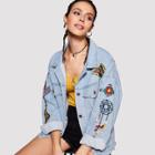 Shein Cartoon Embroidered Denim Jacket