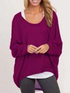 Shein High Low Loose Purple T-shirt