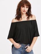 Shein Black Off The Shoulder High Low T-shirt