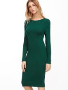 Shein Dark Green Ribbed Pencil Dress