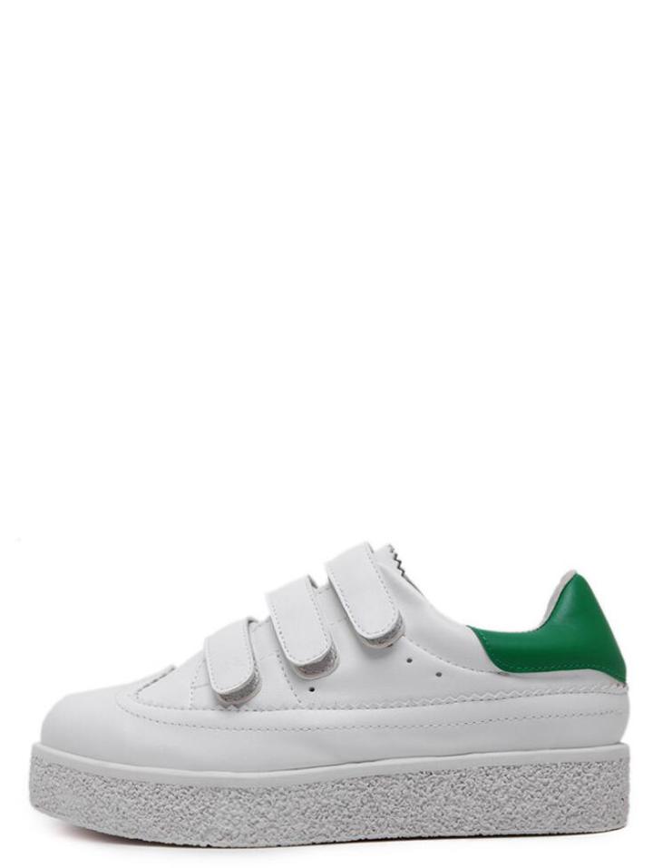 Shein White Round Toe Velcro Flatform Sneakers