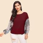 Shein Chiffon Contrast Sleeve T-shirt