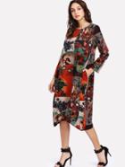 Shein Graphic Print Hanky Hem Dress