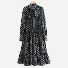 Shein Tie Neck Geo Pattern Dress