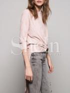 Shein Pink Knotted High Low T-shirt