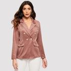 Shein Double Breasted Solid Suede Coat