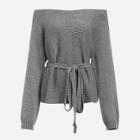 Shein Off Shoulder Belted Sweater