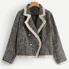Shein Plus Contrast Binding Tweed Blazer