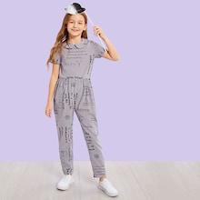 Shein Girls Zip Back Mixed Print Jumpsuit