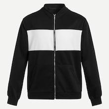 Shein Men Kangaroo Pocket Patched Two-tone Bomber Jacket