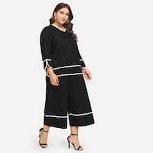 Shein Plus Contrast Binding Top & Pants Set