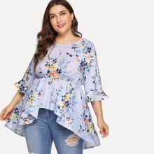 Shein Plus Mixed Print Smock Top
