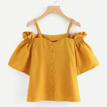 Shein Off The Shoulder Pleated Sleeve Top