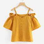 Shein Off The Shoulder Pleated Sleeve Top