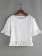 Shein White Ruffle Hem T-shirt