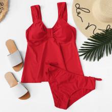 Shein Plus Drawstring Side Tankini Set