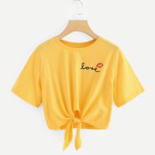 Shein Knot Front Crop T-shirt