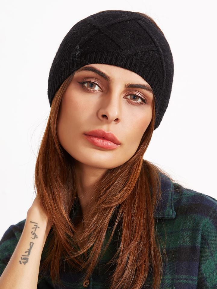 Shein Black Knit Textured Wide Ear Warmer Headband