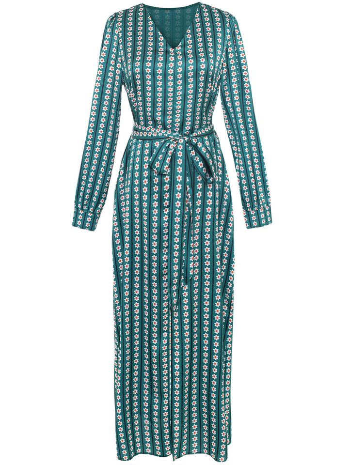 Shein V Neck Floral Split Dress