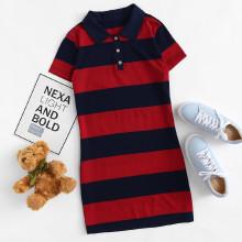 Shein Block Stripe Polo Dress