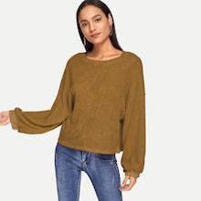 Shein Drop Shoulder Bishop Sleeve Sweater