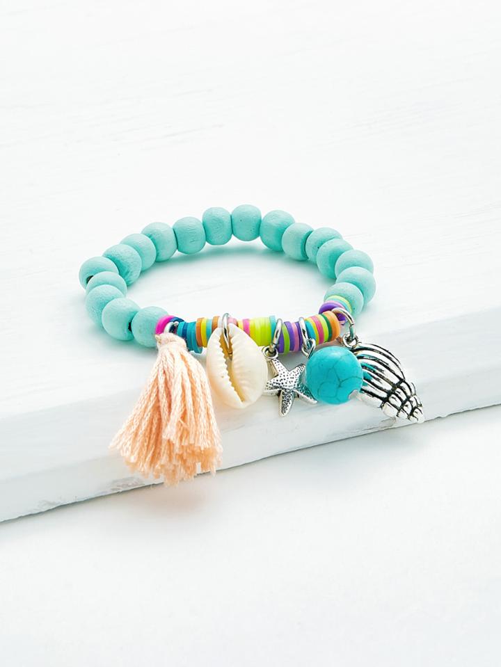 Shein Tassel & Shell Decorated Beaded Bracelet