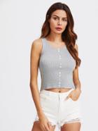 Shein Button Front Rib Knit From Fitting Tank Top