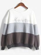 Shein Pink Ombre Round Neck Letters Print Sweatshirt