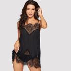 Shein Contrast Lace Night Dress With Panty