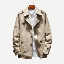 Shein Men Epaulette Collar Coat