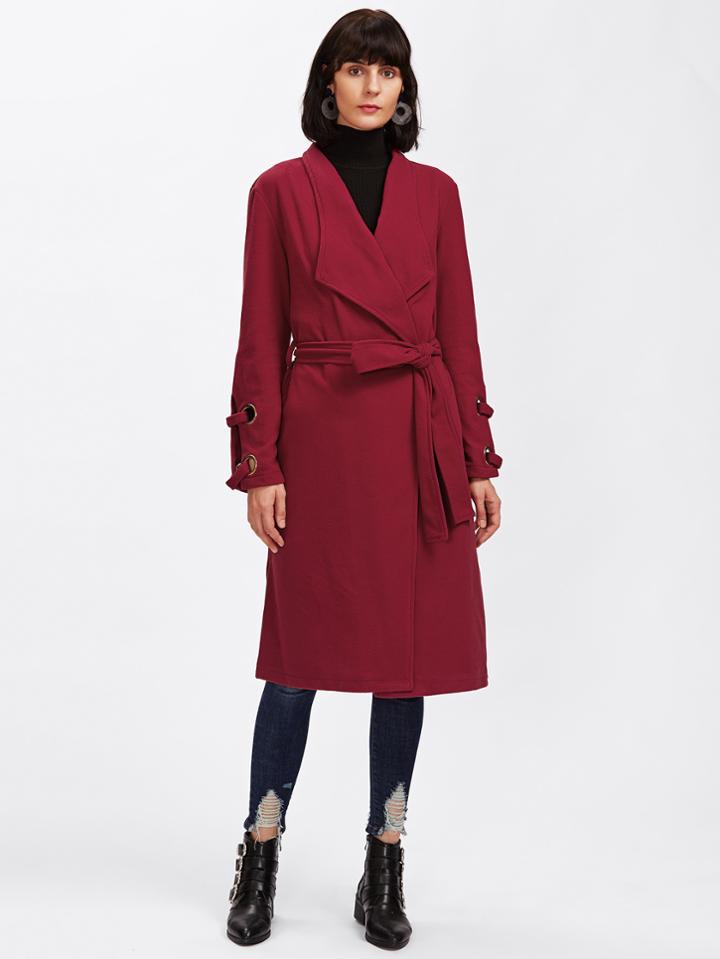 Shein Split Sleeve Grommet Detail Waterfall Coat