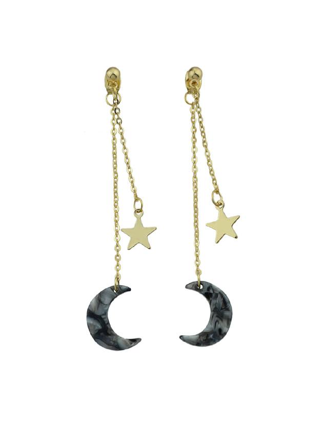 Shein Gray Star Charm Earrings Colorful Acrylic Moon Geometric Drop Earrings