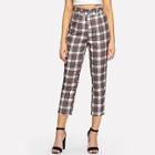Shein Buckle Belted Plaid Pants