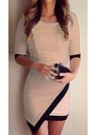 Rosewe Khaki Bandage High Low Cocktail Dress