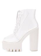Shein White Lace-up Platform Chunky Boots