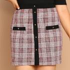 Shein Plus Button Up Tweed Skirt
