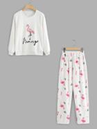 Shein Flamingo Print Pullover Pajama Set