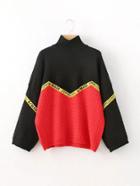 Shein Slogan Tape Color Block Sweater