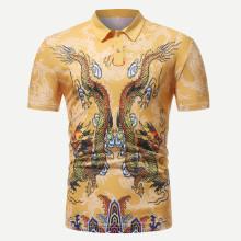 Shein Men Dragon Print Polo Shirt