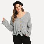 Shein Plus Solid Single-breasted Jumper