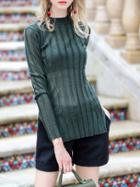 Shein Crew Neck Wool Split Sweater