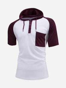 Shein Men Color Block Hooded Sweatshirt
