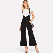 Shein Slant Pocket Wide Leg Wrap Pants With Strap