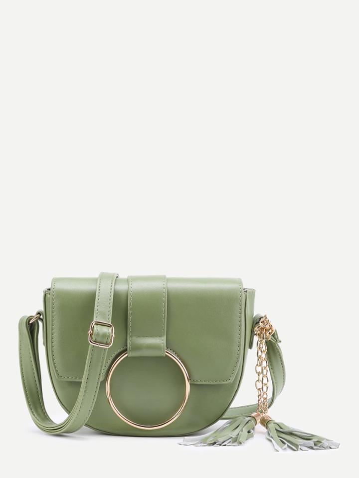 Shein O-ring Accent Tassel Saddle Bag