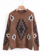 Shein Aztec Pattern Drop Shoulder Jumper