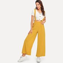 Shein Knot Back Wide Leg Pinafore Pants