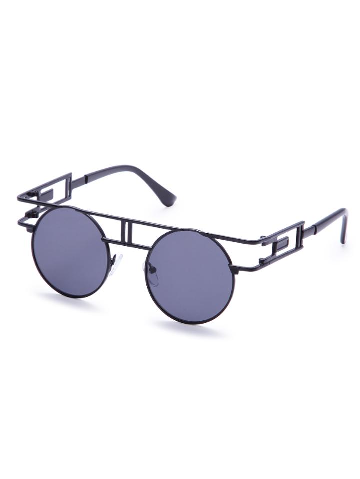 Shein Black Fashion Iridescent Round Lense Sunglasses